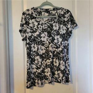 Women's Chaus Sport Shirt, XL, Black & White Floral
